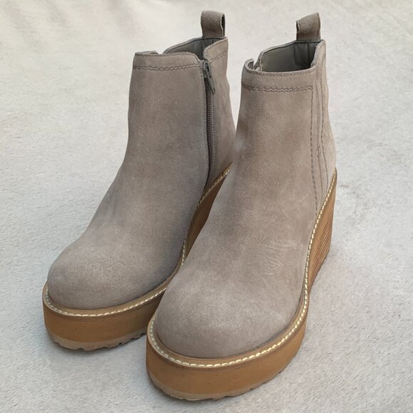Diba True Comet Ride Circle It Suede Wedge Platform Booties Sz 7.5 NWT - Picture 3 of 16